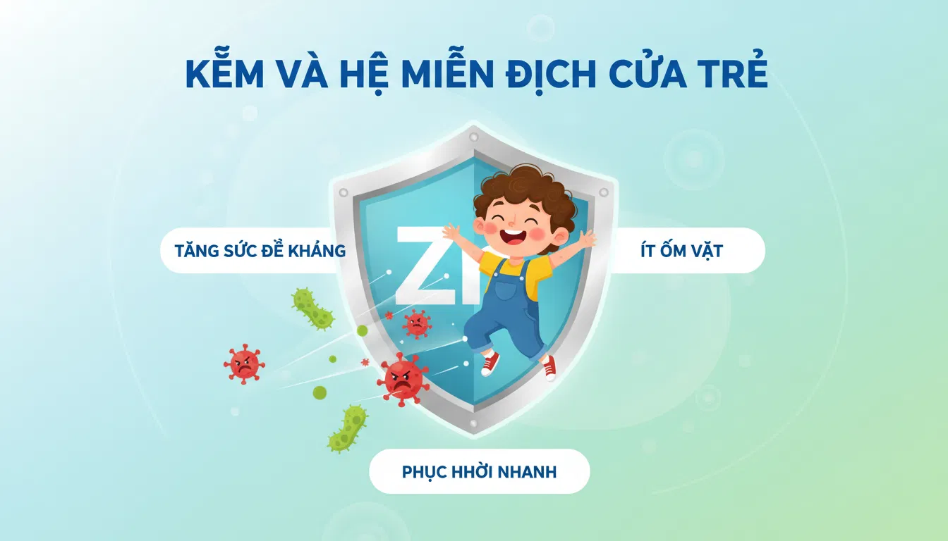 Kẽm bảo vệ hệ miễn dịch của trẻ