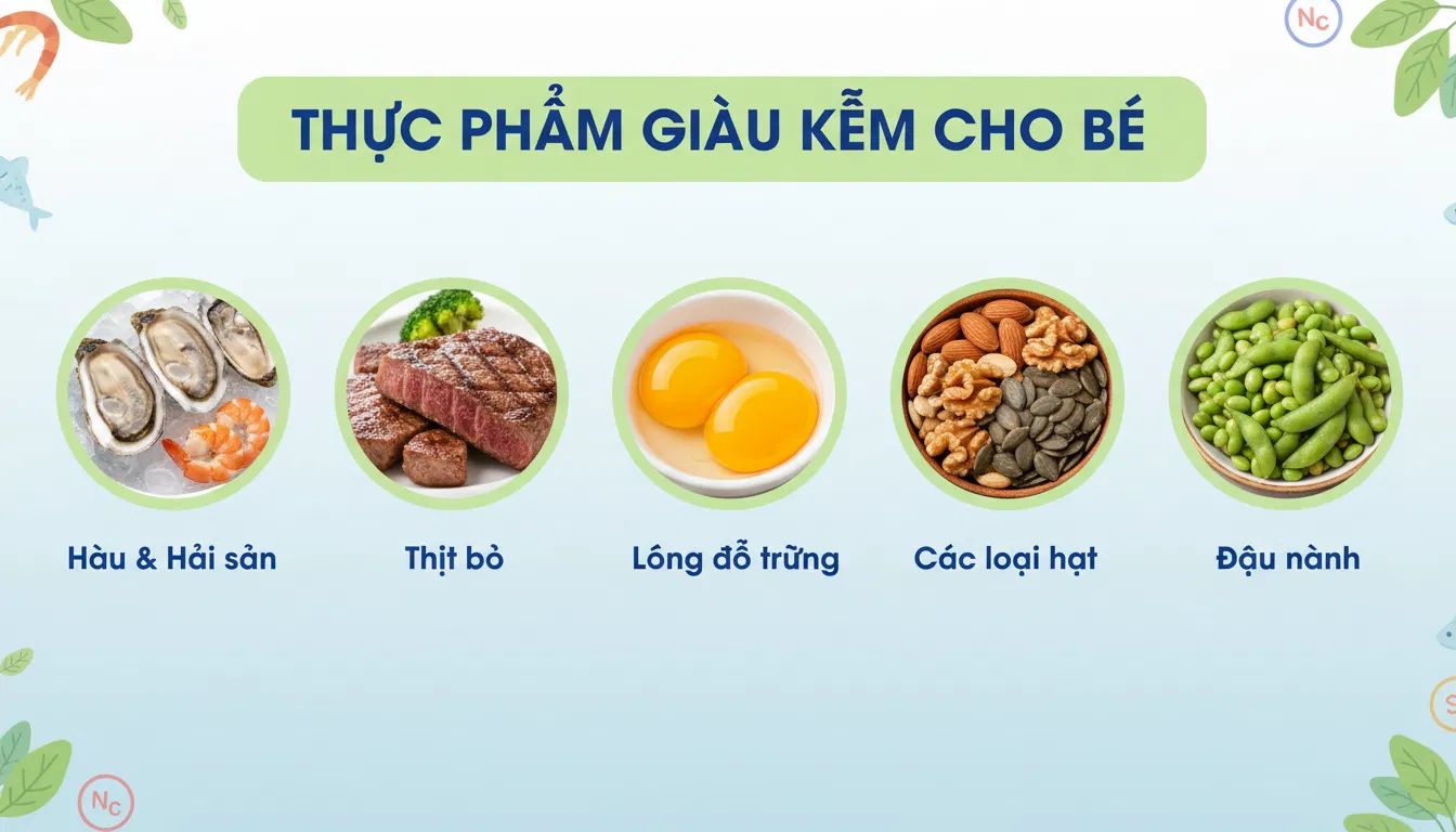 Thực phẩm giàu Kẽm cho bé