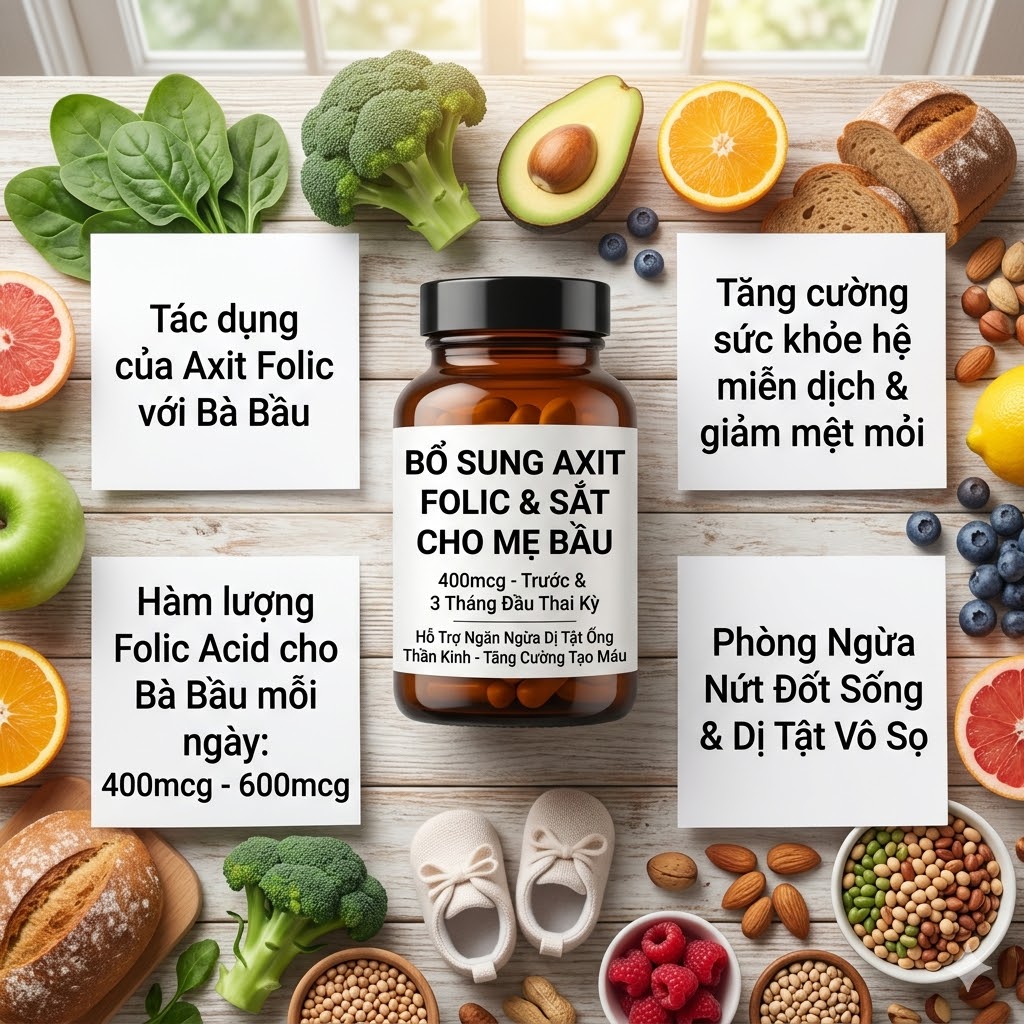 Tác Dụng Của Axit Folic Với Bà Bầu: Khiên Chắn Ngăn Ngừa Dị Tật Ống Thần Kinh Cho Thai Nhi