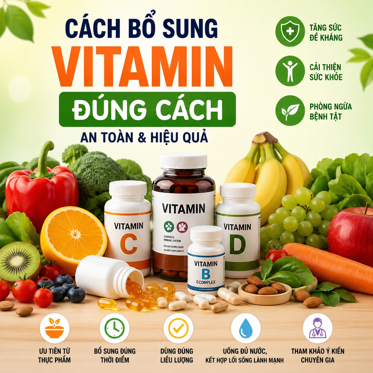 Cách bổ sung vitamin đúng cách: Hướng dẫn an toàn và hiệu quả