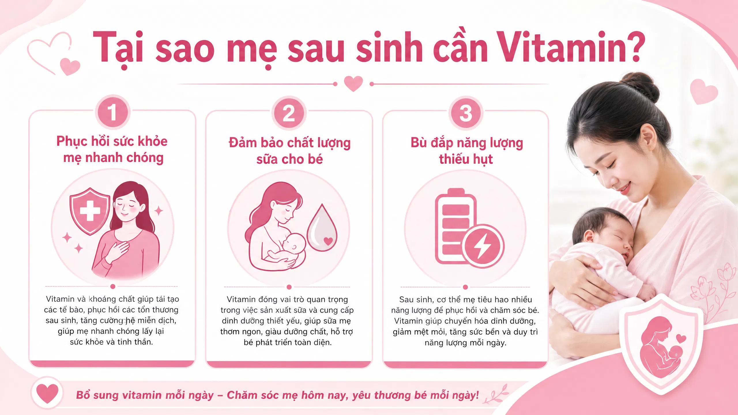 Vai trò của vitamin với mẹ cho con bú