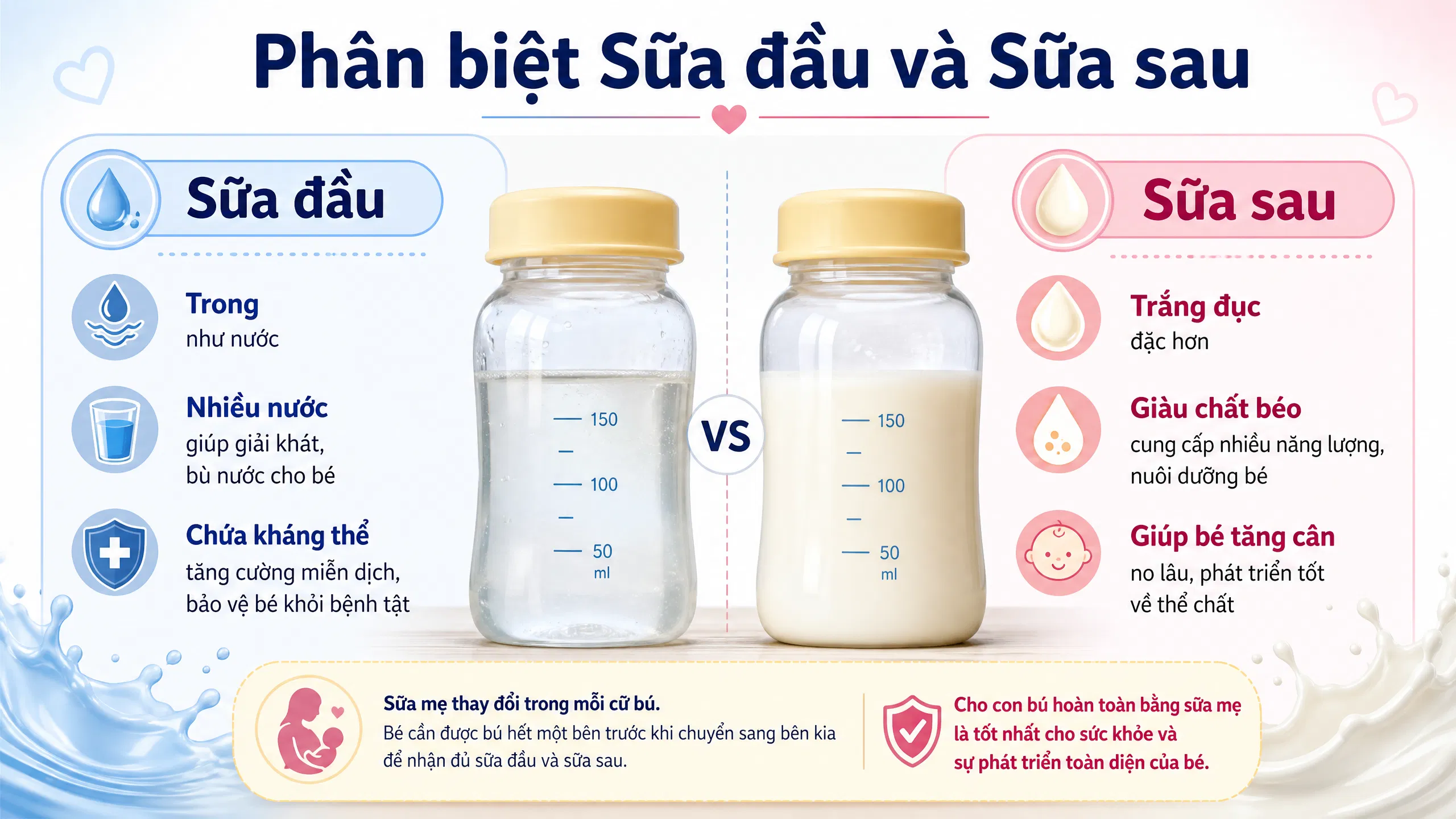 Phân biệt sữa đầu và sữa sau