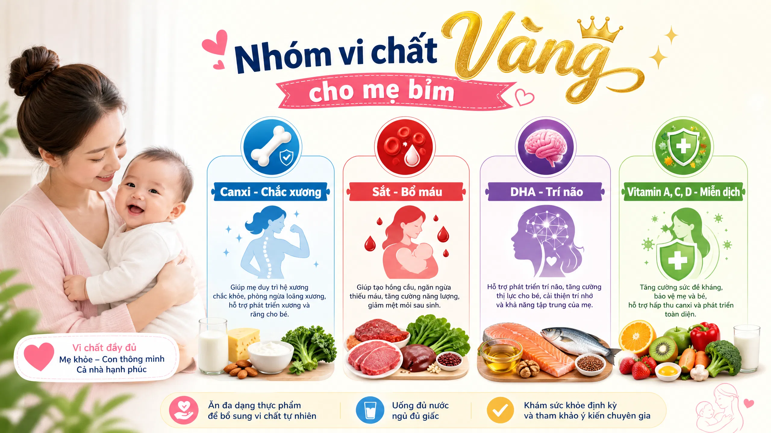 Nhóm vi chất cần thiết cho mẹ sau sinh