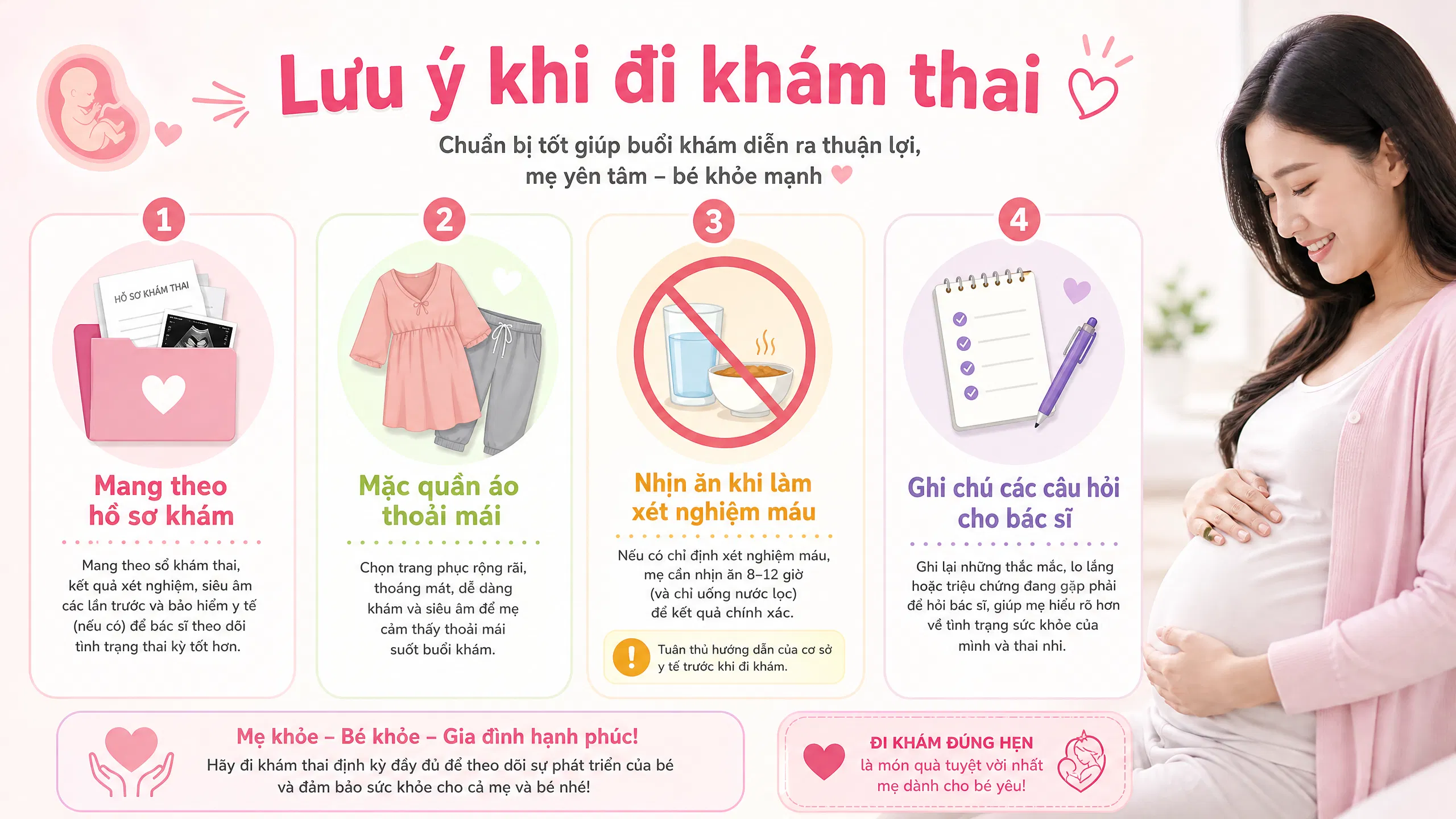 Lưu ý khi đi khám thai cho mẹ bầu
