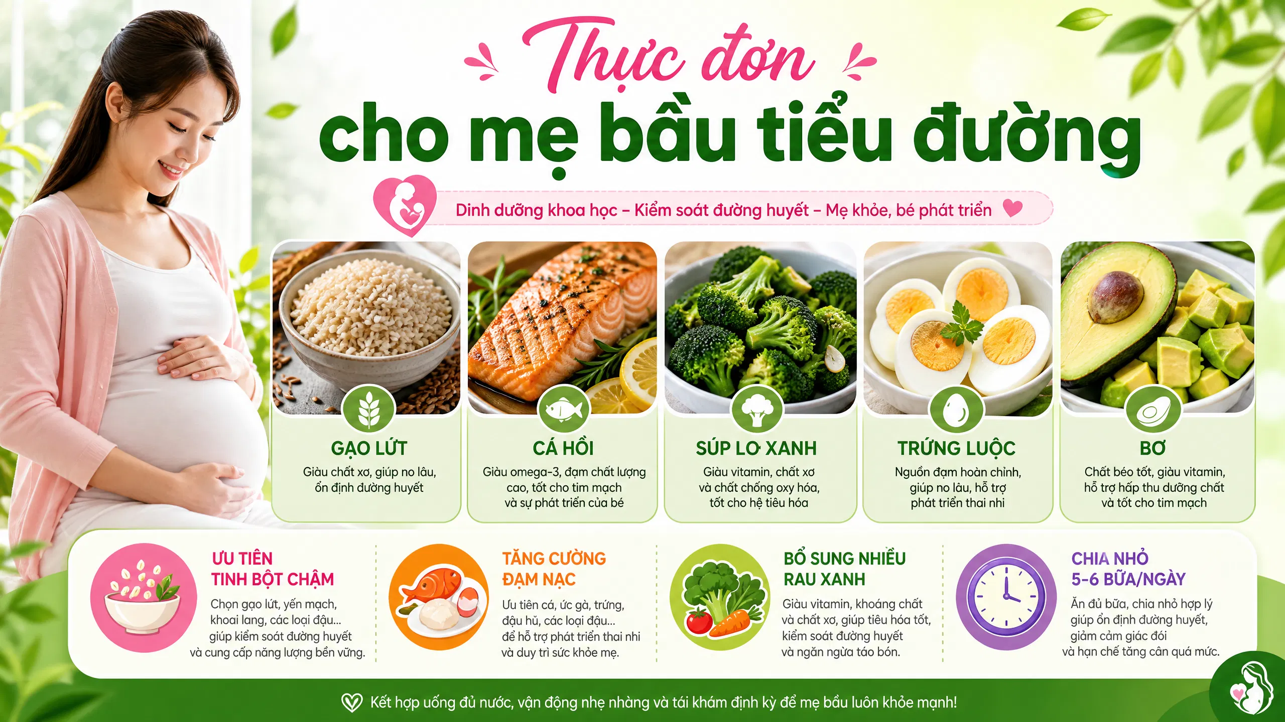 Thực đơn kiểm soát đường huyết cho mẹ bầu