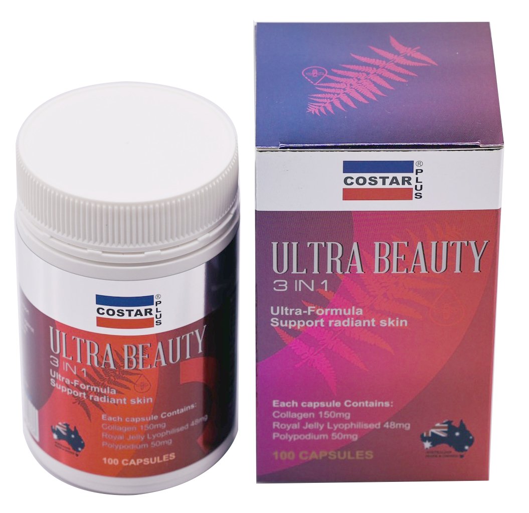 Viên uống đẹp da Ultra Beauty Costar 3in1 hộp 100 viên