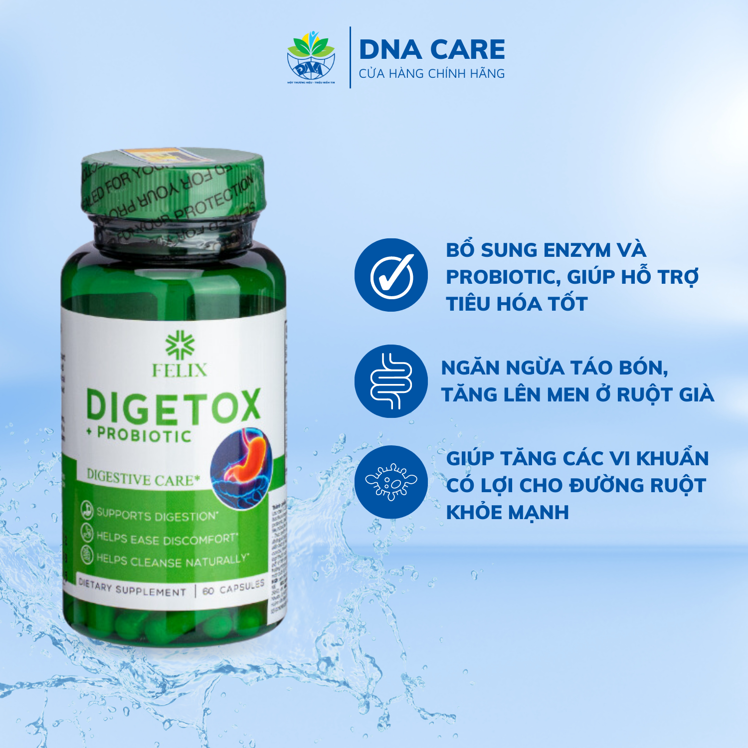 Viên uống bổ sung men tiêu hóa Enzym Digetox Probiotic hộp 60 viên