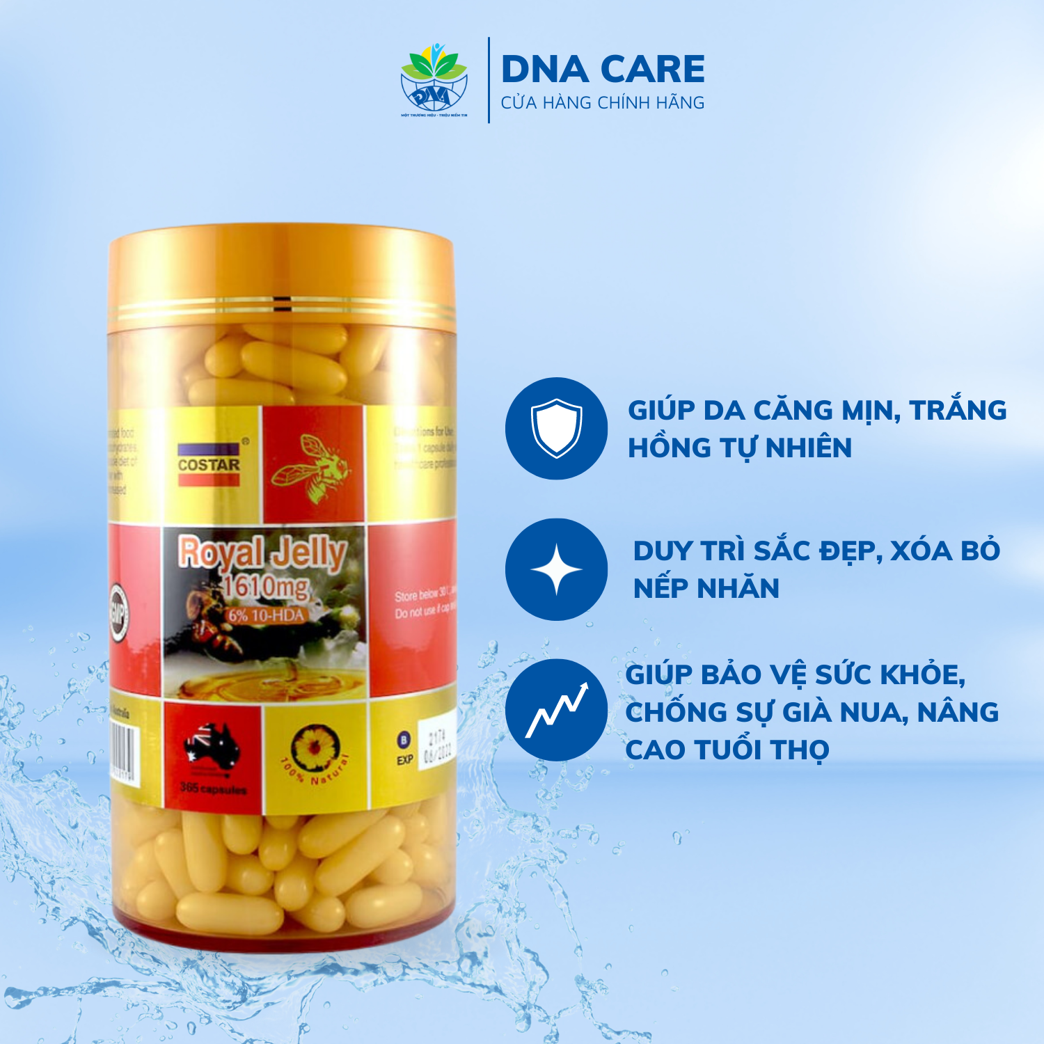 Viên uống sữa ong chúa Royal Jelly hàm lượng 1610mg hộp 365 viên